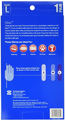 Mr. Clean 243034 Bliss Premium Latex-free Gloves, Large, 3 Pairs