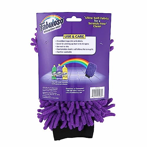 Fabuloso Microfiber Cleaning Mitt Glove, Lint-Free Scratch-Free Dusting and Washing for Furniture, Blinds, Baseboards, Shelves and Car Interior, One Size Fits All, Purple, 1 Count