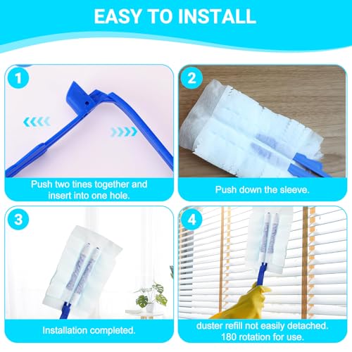 60 Count Disposable Duster Refills for Cleaning, for Swiffer Duster Refill, Multi-Surface Dusting Refills, Dusting Furniture, Blinds, Ceiling Fans, Helps Remove Allergens