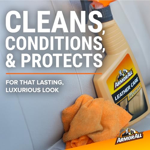 Armor All Car Leather Cleaner Spray, Beeswax Leather Care Spray for Cars, Trucks, Motorcycles, 16 Oz Each