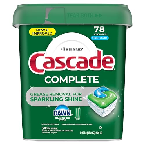 Cascade Complete Dishwasher Pods - Fresh Scent ActionPacs, Dishwasher Detergent, Dishwasher Soap, Detergent Pods, 78 Count