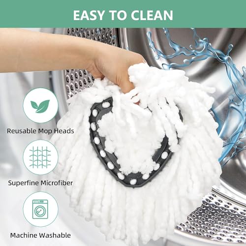 [ 5 Pack ]Mop Heads Replacements, Spin Mop Replacement Head Deep Cleaning Machine Washable and Easy-to-Replace,Spin Mop Refill Replacement Head 100% Microfiber,Mop Head Compatible with O Ceda EasyWrin