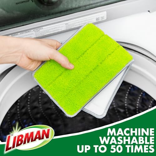 Libman Rinse 'n Wring Mop and Bucket System Refills | Microfiber Floor Mop | Hardwood Floor Cleaner | Wet & Dry Mop | 6 Total Microfiber Refill Pads