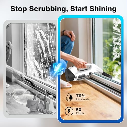 ZRHI Window Vacuum Squeegee Cordless, 2000Pa Electric Window Cleaner Tool with 2200mAh & 150ml Water Collection Tank, Cleaning Kit Shower Squeegee for Glass Doors, Tiles, Mirrors, Car (Beige)