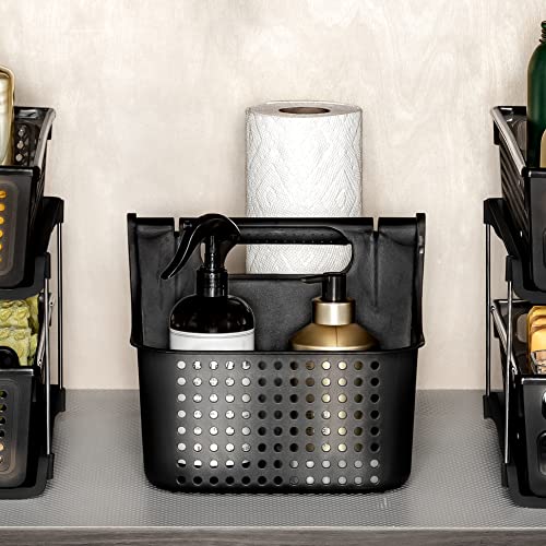 madesmart Large Portable Shower Caddy, Hold Soap, Shampoo, Hair Supplies and Beauty Products, Cleaning Supplies Organizer for Home, Dorm, Plastic Shower Tote, Soft Handle, Carbon