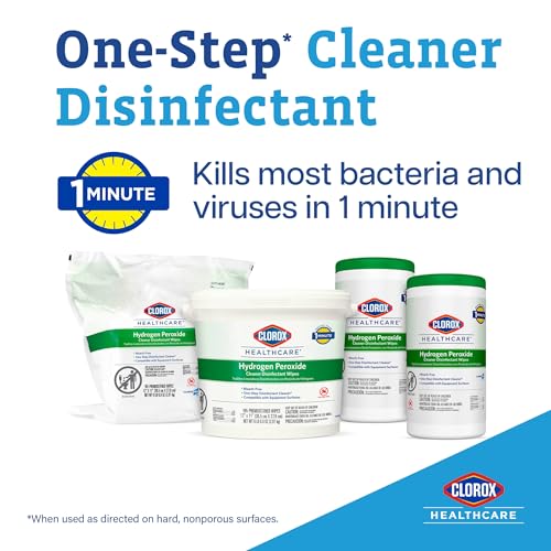 Clorox Healthcare Hydrogen Peroxide Cleaner Disinfectant Wipes, 6.75" x 9", 95 Count, Pack of 6 (Package May Vary)