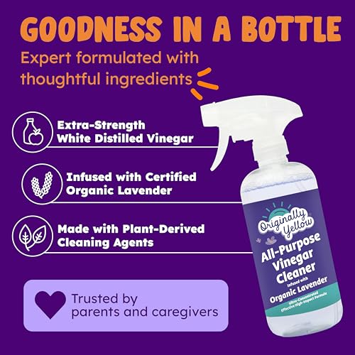 Originally Yellow Lavender distilled white vinegar for cleaning purpose Spray | Cleaning Vinegar For home | Living Room, Bathroom, & Kitchen | Plant-Derived All Purpose Cleaner Spray | 3 Pack
