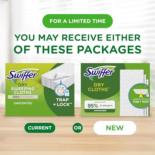 Swiffer Sweep + Mop, Dry Pads Refill, Floor Cleaner for Dirt, Dust, Hair, Cleaning Cloths for Mopping Home, Bathroom, Kitchen, Dust Mop, Floor Duster, Unscented, 52ct