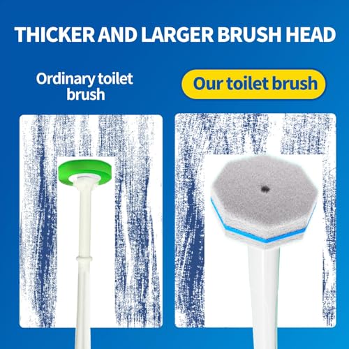 Disposable Toilet Brush Cleaning System with 50pcs Refills Pads Replacement Heads, Toilet Cleaning Stick, Wall Mounted Toliet Wand Kit Bathroom Maintenance, Toilet Bowl Cleaner Wands Holder and Set