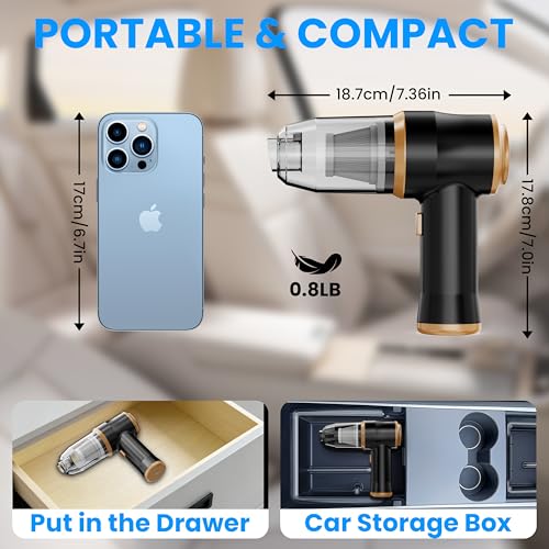 BELIBUY Mini Car Vacuum 15000Pa Portable Cordless Handheld Vacuum Cleaner and Air Duster with 2 Filter for Car, Sofa, Office, Pet, Home