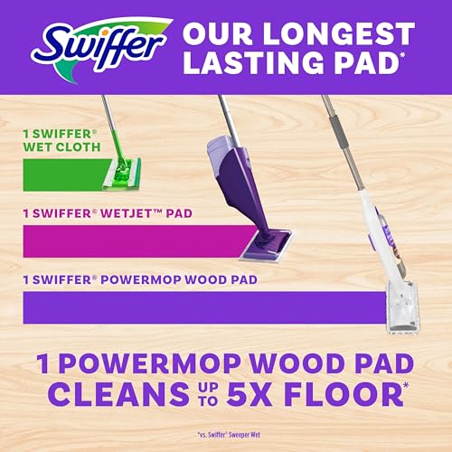 Swiffer PowerMop Wood Mopping Pad Refills for Floor Cleaning, 11 Count