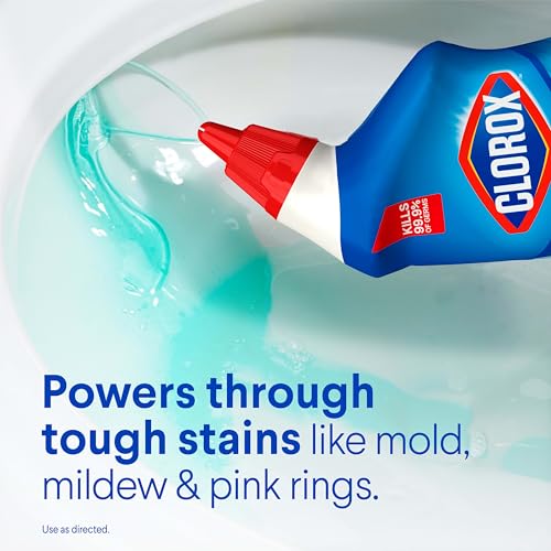 Clorox Toilet Bowl Cleaner with Bleach, Rain Clean Scent, Kills 99.9% of Germs, Removes Toilet Rings and Mold Stains, 24 fl oz, Pack of 12
