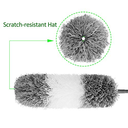 BOOMJOY Microfiber Feather Duster with Extendable Pole and Bendable Head, 100" Telescoping Duster for Cleaning Ceiling, Fan, Furniture