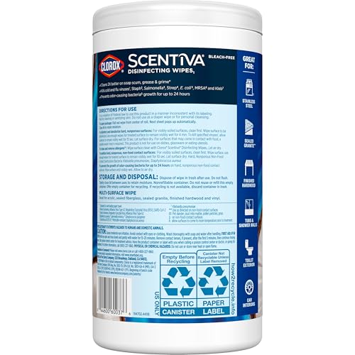Clorox Scentiva Disinfecting Wipes, Coconut and Waterlily, Antibacterial, 75 Count