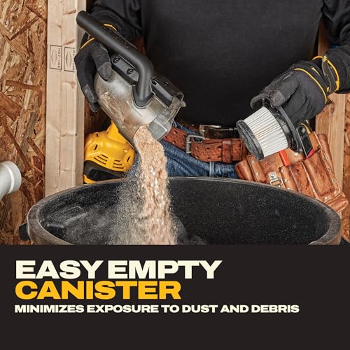 DEWALT 20V Handheld Vacuum Cordless, Car Vacuum with HEPA Filter, 6 Attachments and LED Light, High Performance Dry Only Small Shop Vac, Battery Not Included (DCV501HB)