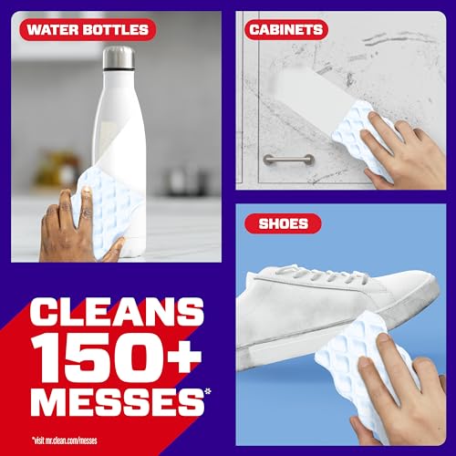 Mr. Clean Magic Eraser Sponge, All Purpose Cleaner, Cleaning Scrubber, Wall, Sneaker, Kitchen, Bathroom Cleaner, Shower Cleaning Supplies, Melamine Sponge, Cleaning Pads, Whole Home Extra Durable, 2ct