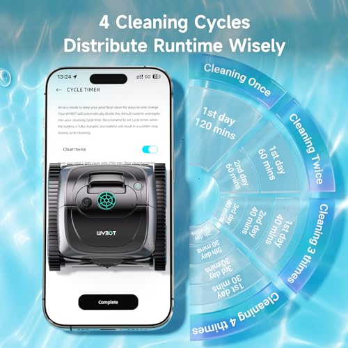 2026 Upgrade WYBOT C1 Cordless Robotic Pool Vacuum for Inground Pools, Above Ground Smart Pool Cleaner 4-in-1 Wall & Waterline Cleaning Up to 1,621 sq.ft, 150mins App Conrol Navigation, Gray Green