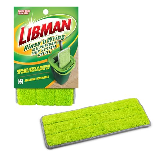 Libman Rinse 'n Wring Mop and Bucket System Refills | Microfiber Floor Mop | Hardwood Floor Cleaner | Wet & Dry Mop | 6 Total Microfiber Refill Pads
