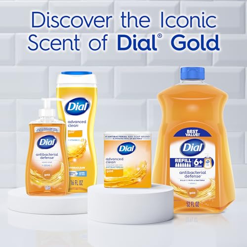 Dial Body Wash, Hydraclean Complex & Vitamin E, Gentle, Leaves Skin Feeling Nourished, Dermatologist-Tested, No Parabens & Sulfates, Advanced Clean, Gold, 16 Fl Oz, (Pack of 4)