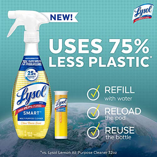 Lysol Smart Refill Cartridges Multipurpose Cleaner, Citrus Breeze, For Disinfecting & Cleaning, 4ct., Packaging May Vary