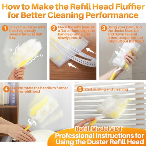 JOYMOOP Disposable Electrostatic Duster for Cleaning, with 2 Handles & 24 Ct Yellow Heavy Duty Refills for Swiffer Feather Duster, Household Cleaning Tool for Electronics, Dusting Furniture, Blinds
