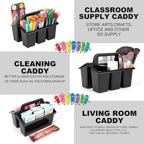 Find Scrapblooms 6 Pack Plastic Classroom Caddy For School,Kidsroom,Pencil Holder,Portable Art Craft Caddy Organizer With Handle,Cleaning Caddy Organization For Shower Room（Black