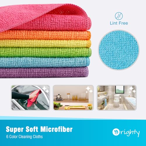 Orighty Microfiber Cleaning Cloth Pack of 12, Microfiber Towels for Cars, Highly Absorbent Car Cleaning Supplies, Lint Free Cloths Clean Rags for Car Care, House, Kitchen, 12x11 inch