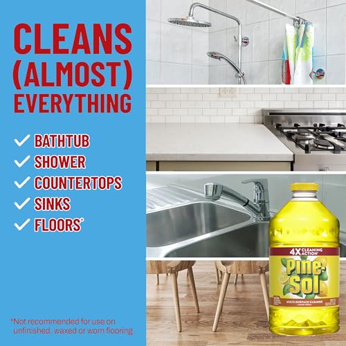 Pine-Sol Multi Surface Cleaner, Lemon Fresh Scent, All Purpose Cleaner and Degreaser for Kitchen and Bathroom, 100 oz Each, Plus Microfiber Cloth