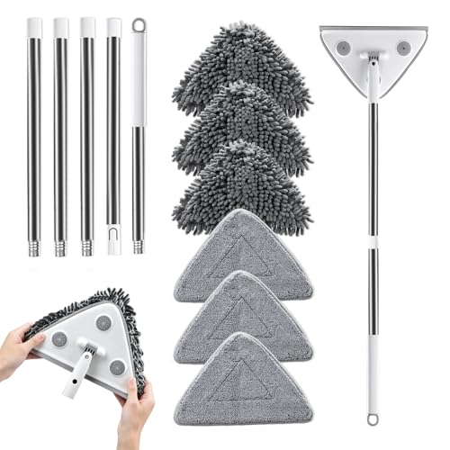 MUEE 3 in 1 Professional Window Squeegee for Home, 78" Window Cleaning Kit with Extension Pole, Tall Wall Cleaner Mop with Long Handle for Outdoor & Indoor Use