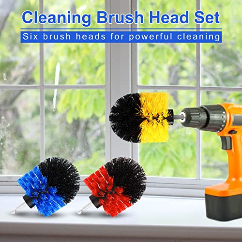Drill Brush Nylon Drill Brush Attachment Electric Power Scrubber Scrub Brush Multi Purpose Cleaning Supplies for Drill Bathroom Surfaces Tub Grout Shower Kitchen Tile Auto Car (Multicolor, 6 Pcs)