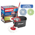 Simpli-Magic 79349 Spin Mop Cleaning System with 3 Microfiber Mop Heads, Red/Black