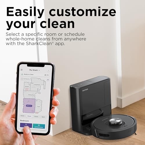 Shark RV2310AE Matrix Self-Emptying Robot Vacuum with Bagless, 45-Day Capacity, Self-Cleaning Brushroll for Pet Hair, No Spots Missed on Carpets & Hard Floors, Precision Home Mapping, Wi-Fi, Black