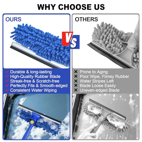 Wontolf 4-in-1 Window Squeegee, 79'' Window Cleaner Tool with Extension Pole, Window Cleaning Kit with Storage Bag, Rotatable Window Washing Kit Equipment for Home, Outdoor High Windows, Glass, Shower