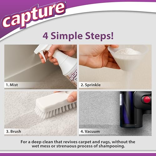 Capture Carpet & Rug Dry Cleaner: Carpet Deodorizer & Freshener Powder - Pet Odor Eliminator - Spot & Stain Remover - Fresh Natural Scent - Carpet Cleaner Powder - Dry Rug Powder Cleaner (4 lb)