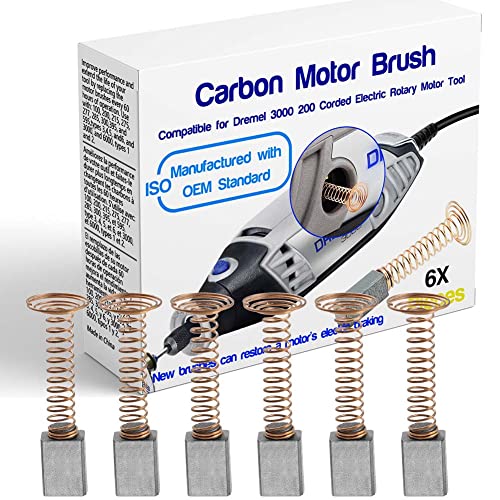 6 PCS Carbon Motor Brushes Compatible for Dremel 3000 200 276 396 Brush Repairing Part,for Dremel 2610009829 Motor Replacement Part