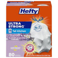 Hefty Ultra Strong 13 Gallon Trash Bags, Tall Kitchen, Drawstring Closure, Odor Control, White, Lavender, Sweet Vanilla, 80 Count