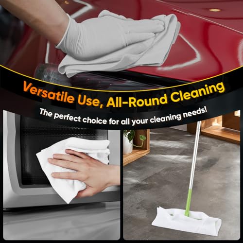 HOMEXCEL White Microfiber Cleaning Cloths 100 Pack, Reusable Cleaning Rags Shop Towels - Bulk Multipurpose Microfiber Towels, Lint Free Cleaning Towels for Car, House & Kitchen, 11.5 x 11.5 inch