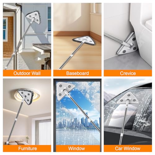 MUEE 3 in 1 Professional Window Squeegee for Home, 78" Window Cleaning Kit with Extension Pole, Tall Wall Cleaner Mop with Long Handle for Outdoor & Indoor Use