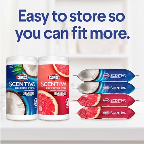 Clorox Scentiva Disinfecting Wipes, Coconut and Waterlily, 75 Count, Pack of 3 (Package May Vary)