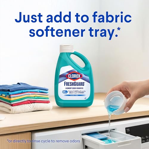 Clorox FreshGuard Laundry Odor Remover, 0% Bleach, Clean Linen, 80 Fl Oz., Pack of 2 (Pack May Vary)