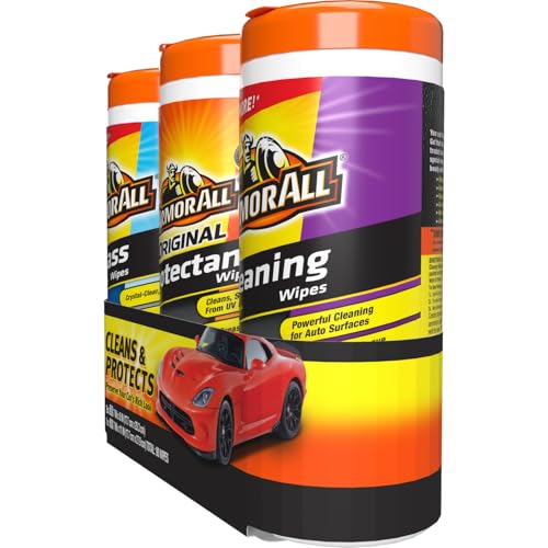 Armor All Car Interior Value Pack, 90 Count, Includes Auto Glass Cleaner, Cleaning Wipes and Protectant Wipes