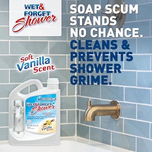 Wet & Forget Shower Cleaner Multi-Surface Weekly No Scrub, Bleach-Free Formula Vanilla Scent, 128.00 Fl Oz (Pack of 1)
