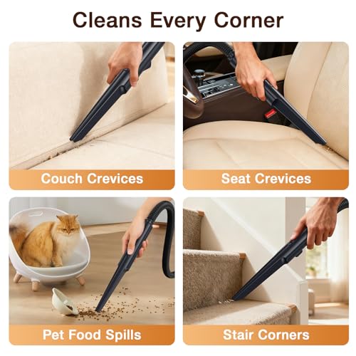 Portable Carpet & Upholstery Cleaner, 18Kpa Carpet Cleaner Machine for Deep Stain Removal, Spot Cleaner for Pet Accidents, Area Rugs, Stairs, Car Upholstery & Couches, Includes Tools & Self-Cleaning