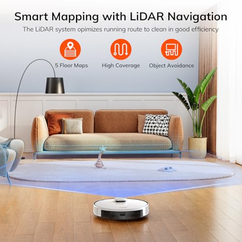 ILIFE A30s Robot Vacuum, 10000Pa Max Suction Robotic Vacuum Cleaner with LiDAR Navigation, Home Mapping, No-Go Zone, 150 Mins, 2.4G WiFi/App/Alexa/Remote Control, for Hard Floor Carpet and Pet Hair