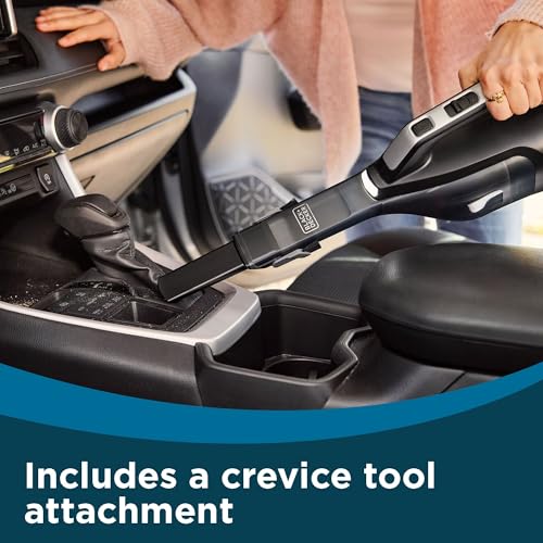 BLACK+DECKER Dustbuster Reveal Handheld Vacuum Cordless, Car Vacuum Portable Cordless, LED Light, Long Run Time, Rechargeable Lightweight Dust Buster, Includes Crevice Tool, Charging Base (HLVD320B42)