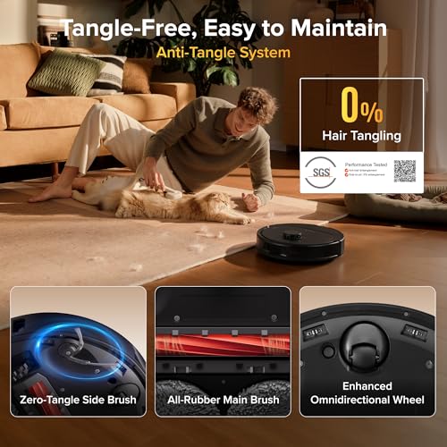 roborock Qrevo S Pro Robot Vacuum and Mop, 18,500Pa Suction, Multifunctional Dock with 167℉ Mop Self-Cleaning, Smart Obstacle Avoidance, Anti-Tangle Brush, Liftable Spinning Mop, Black
