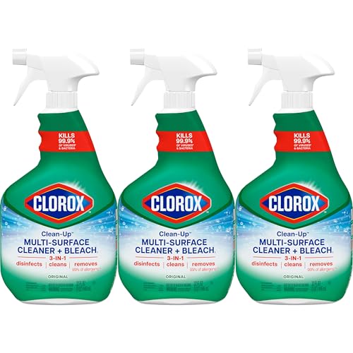 Clorox Clean-Up Multi-Surface Cleaner with Bleach, Original, Spray Bottle, Cleans Dirt and Grime Off Most Surfaces and Countertops, Kills 99.9 Percent of Virtuses and Bacteria, 32 fl. oz., Pack of 3