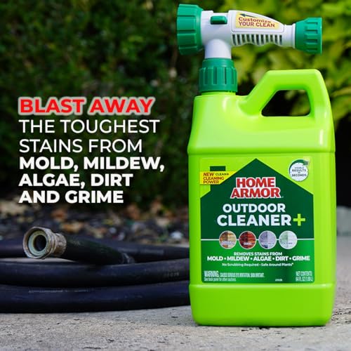 Home Armor Outdoor Cleaner+, 64 oz., Remove Stains from Mold, Mildew, Algae, Dirt and Grime for Visible Results in Seconds, No Scrubbing Required, Plant Safe When Used as Directed