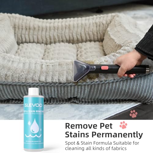 Slevoo 450W Portable Carpet Cleaner Machine with 1 Bottle Cleaning Solutions, Strong Suction Upholstery and Furniture Cleaner for Cleaning Stairs, Car Interiors, for Pet Footprint, Dust, Oil