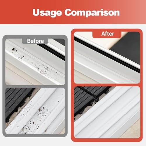 2 in 1 Groove Cleaning Brush Window Track Cleaning Tools, 2024 New Hard Bristle Crevice Cleaning Brush with Hidden Scraper, Shutter Door Window Track Kitchen Cleaning Brushes Kit (2, Orange)